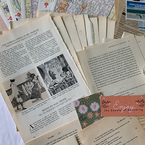 Over 50 vintage book pages for junk journals and paper crafts. Great variety! - Picture 6 of 16